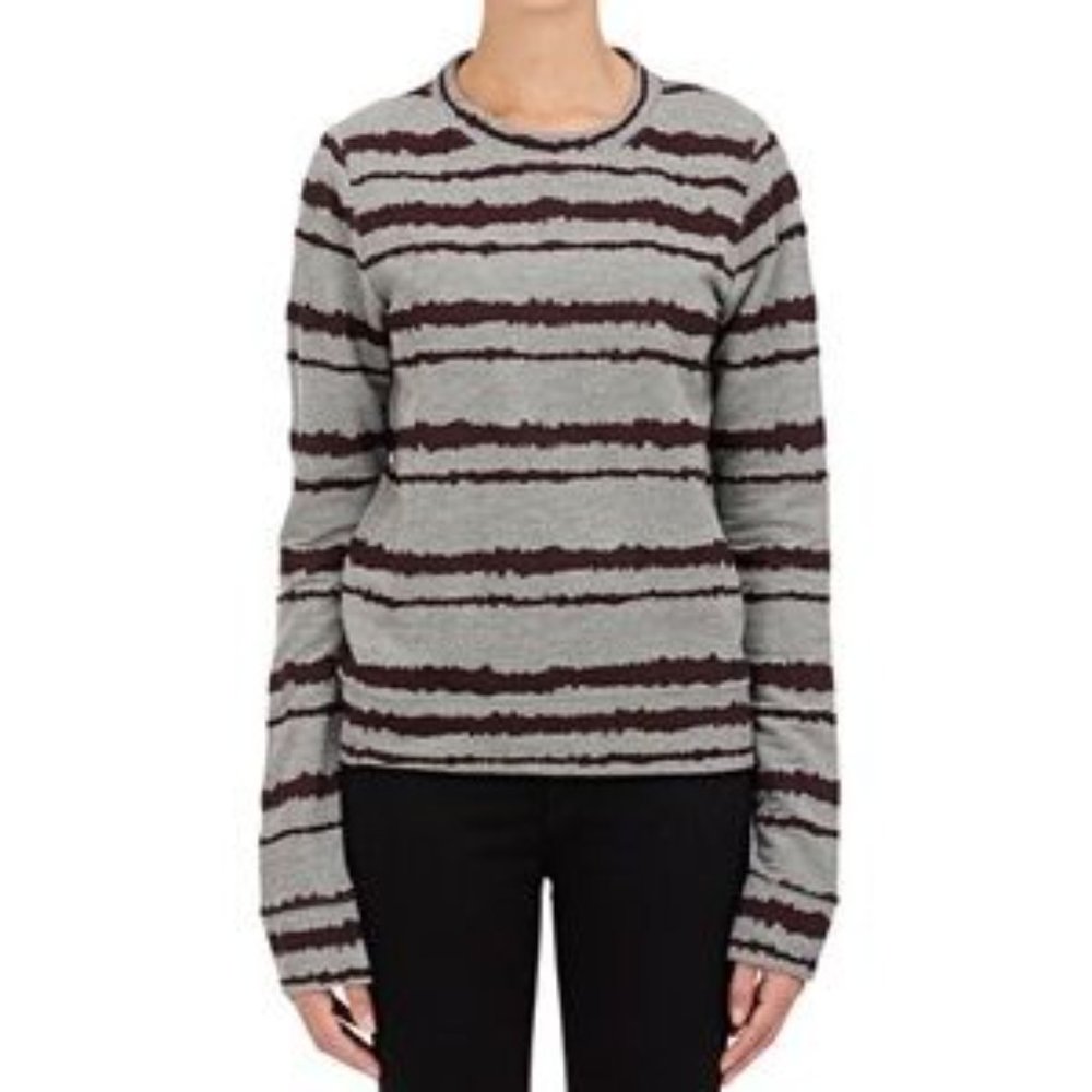 A.L.C. Conolo Knit Gray Purple Striped Pullover Crewneck Long Sleeve Size Small